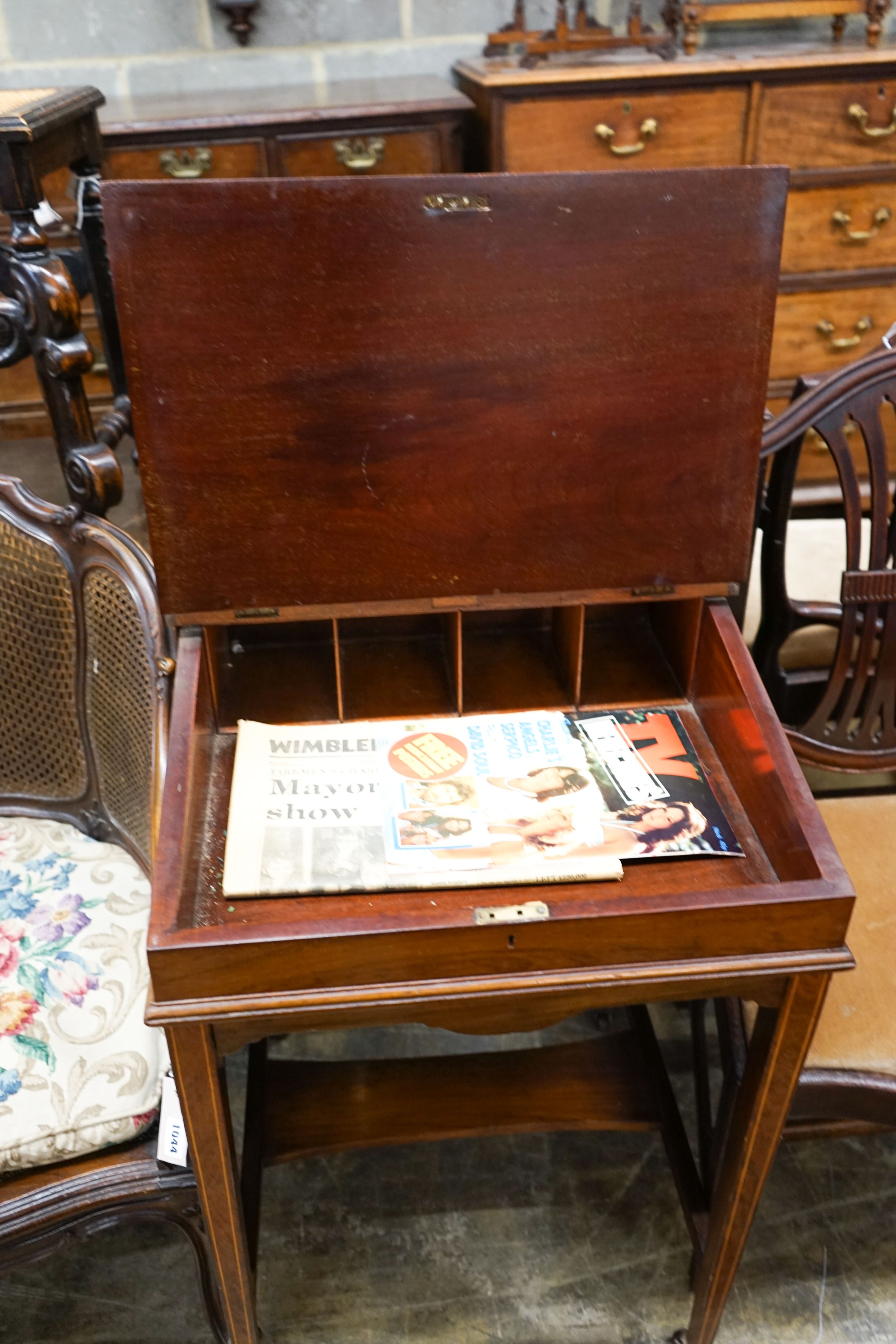 A late Victorian rosewood Davenport, width 53cm, depth 54cm, height 110cm